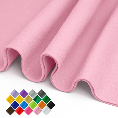 Image of 36 inch Wide Soft Felt Fabric by the Yard, 1.6mm Thick Durable & Flexible Craft Felt for Sewing, DIY Arts, Crafts and Decorations (Pink, 1Y)