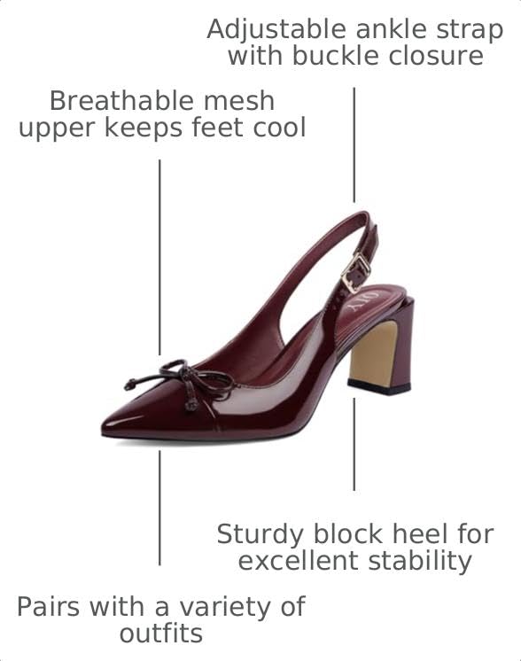 Image of QIY Womens Pumps Chunky Heel Pointed Toe Slingback Heels for Women
