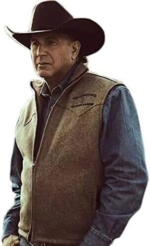 Zulin Men'S Yellow-Stone Brown Wool Vest I John Dutton Brown Jacket I Kevin Costner Bown Vest Jacket  cover