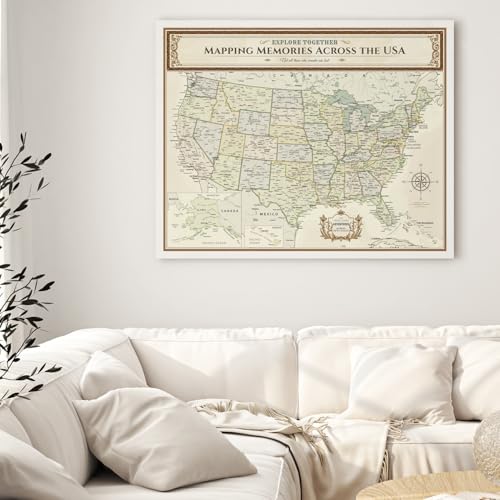 Image of DECORARTS US Maps for Wall, Colorful Canvas USA Map, 30x24'' | United States Map for Living Room Bedroom Home Office Decor, Stretched Canvas Wall Decor, Housewarming Gift, Ready to Hang