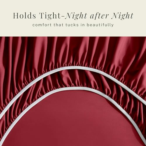 Image of Hearth & Harbor Extra Deep Pocket Sheets - Fits Mattress 18-24 Inches Deep - Extra Deep Pocket California King Size - 6 Piece Cal King Sheets - Cal King, Burgundy