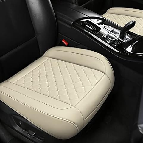 SanQing 2PCS Car Seat Covers Bottom Front Bottom Car Seat Cover PU Leather Car Seat Cushion Mats Universal Fit 90% Vehicles (OffWhite) (NHZD47) Cover