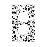 Halloween Skull Electrical Outlet Cover Decorative 1-Gang Duplex Receptacle Wall Plate Art Faceplate for Bathroom Living Room Bedroom Decorate 4.50' x 2.76'