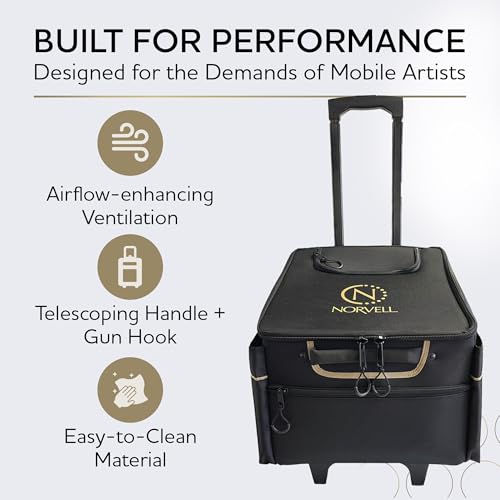 Norvell Sunless Pro Travel Bag – Professional Rolling Trolley for Spray Tan Equipment, Lightweight Organizer Case with Compartments for Sunless Artists - Image 5