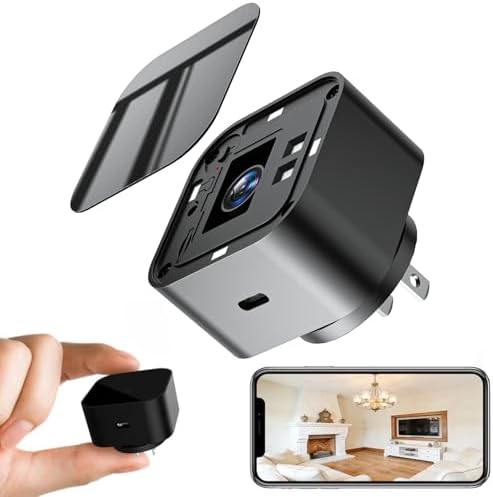 Lizvie Charger Hidden Cameras, 2.4G WiFi with 170° Adjustment Angle, App Remote Control 24/7, 1080P Night Vision and Motion Detection, Mini Nanny Cam for Home Security.