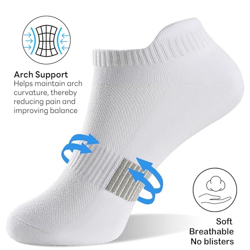 Image of 6 Pairs Ankle Socks for Women, Athletic Running Socks Cotton Low Cut Tennis Sports Tab Sock Size 6-11