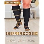 Doctor's Select Copper Plus Size Compression Socks Wide Calf - 2 Pairs | 20-30mmHg Extra Wide Calf Compression Socks Women Copper for Swelling, Varicose Veins | Black - Image 2