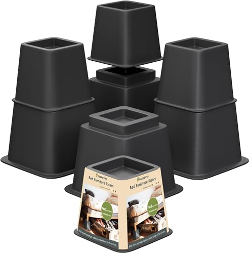 OXENDURE Elevador de muebles de cama de 3, 5 o 8 pulgadas, versátil elevador de cama y muebles, resistente, apilable, soporta 550 libras cada elevador, juego de 8, color negro