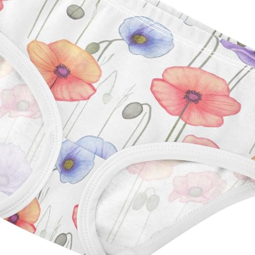 Poppy Flowers Soft Pastel Orange Toddler Underwear Floral 2t Cotton Panties for Girl Bright Briefs Kids Undies4