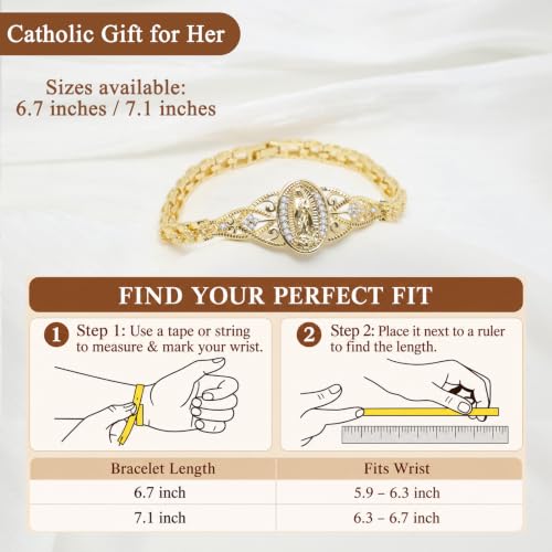 Women's Gold Virgen de Guadalupe Bracelet,14K Gold Plated Religious Gifts - image 4