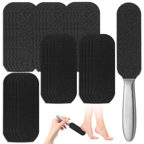 Lima para Pies,con 30 Recambios de Lima para Pedicura,(15 Gruesas + 15 Finas),Limas para Durezas de Pies de Acero Inoxidable,Lija para Durezas Pies para Salón de Pedicura de Baño