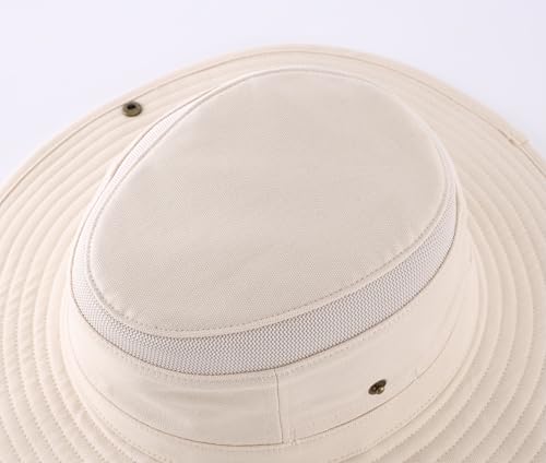 Image of Home Prefer UPF 50+ Wide Brim Sun Hat Mesh Crown Foldable Cotton Bucket Cowboy Hat for Men Safari Golf Fishing Beach Garden
