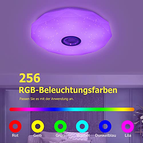 Plafonnier LED RGB Wholede avec haut-parleur Bluetooth et télécommande pour salon