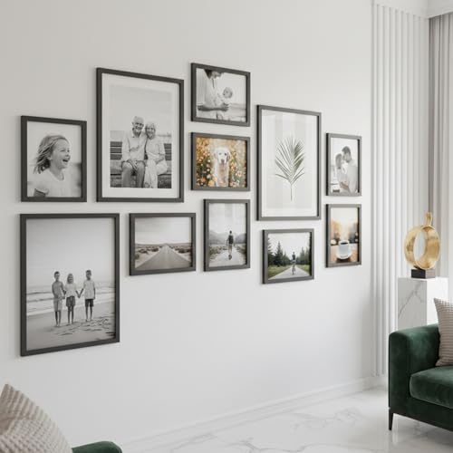 Image of HOTHOUSE Photo Frame For Wall Decor | Collage Picture Frames For Wall Decor | Aesthetic Rectangular Photo Frames For Home Decor Office Livingroom Bedroom | Set of 11 (BLACK, Combo-3)