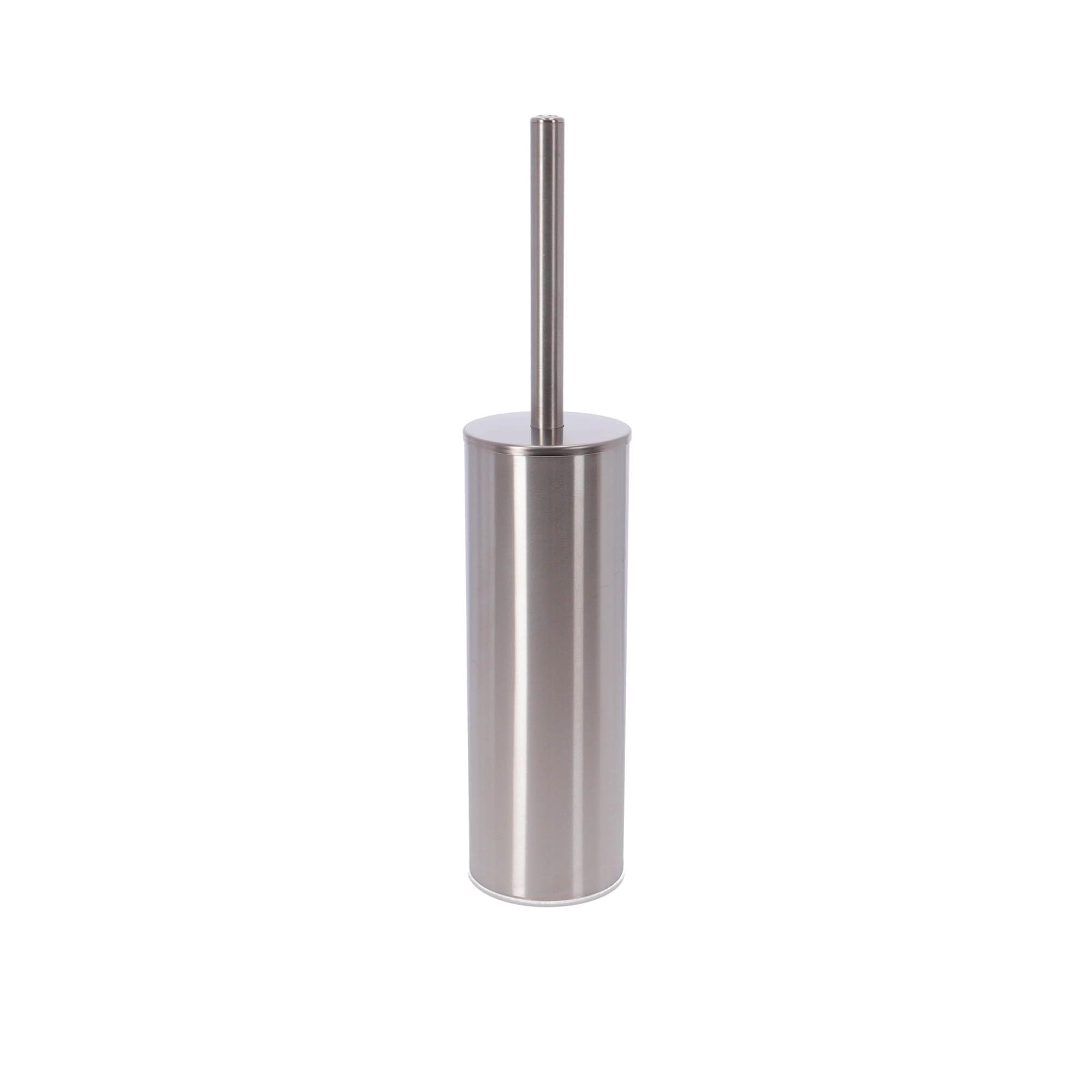 INDA - Accesorios de Baño, Serie My Like, Escobillero de Pared o de Pie en Acero Inoxidable Cepillado, Dimensiones 8,3 x 8,3 x 38,3 cm