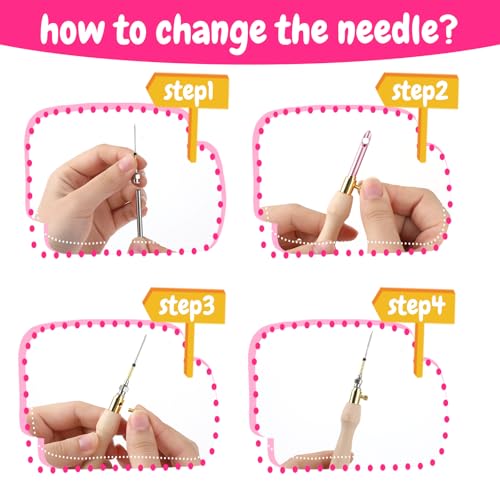 Image of 10 Pcs Punch Needle Kit Adjustable Punch Needle Tool Punch Stitching Kit Punch Needle with Wooden Handles Stitch Embroidery Needle Set Punch Needle Kits for Adults Beginner