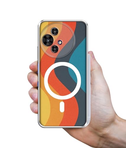 Image of Back Cover for Alcatel V3 Ultra 5G Retro Sunset Waves Magnetic Ring Design (Not Magnetic Compatible) | UV Printed Soft TPU Shockproof Back Case for Alcatel V3 Ultra 5G