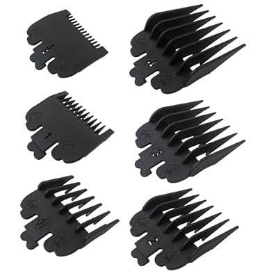 HOTIOGA Clipper Guards Set Compatible for Wxhl Fade Cut 79445/ Groom Pro, Combs Clipper Guides Replacement - 1/16" to 1/2", (Black,6 Packs)
