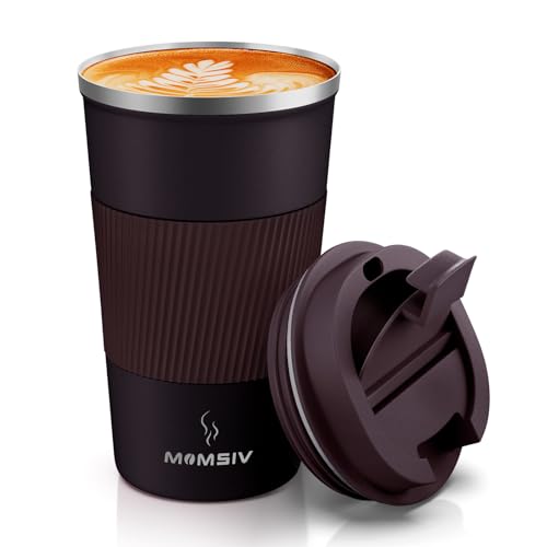 Image of MOMSIV 17oz Travel Mug, Insulated Coffee Cup with Leakproof Lid, Vacuum Stainless Steel Double Walled Reusable Tumbler for Hot and Cold Water Coffee and Tea In Travel and Car