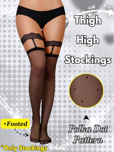 Image of ShawGobow Heart Thigh High Stockings,Petite Size Sheer Mesh Garter Stocking,Sexy Knee Highs For Women Vday Date Fits 00-6