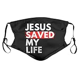 Jesus Saved My Life Christian Faith Trust in God Lord Adult Mouth Cover Dustproof Face Mask with 2 Filters Small Black