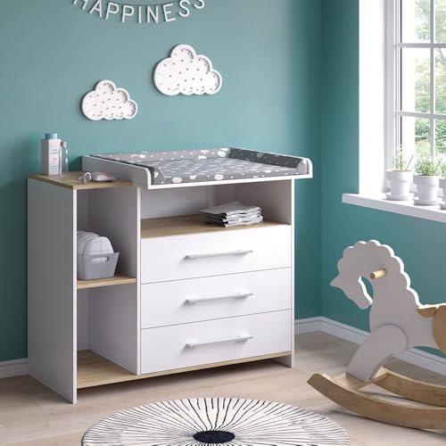 Vicco Fasciatoio Oskar, Rovere bianco/dorato, 113 x 93 cm con