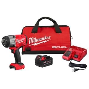 Milwaukee 2967-21B M18 FUEL 18V Lithium-Ion Brushless Cordless 1/2 in. Impact Wrench w/Friction Ring Kit w/One 5.0 Ah Battery and Bag.