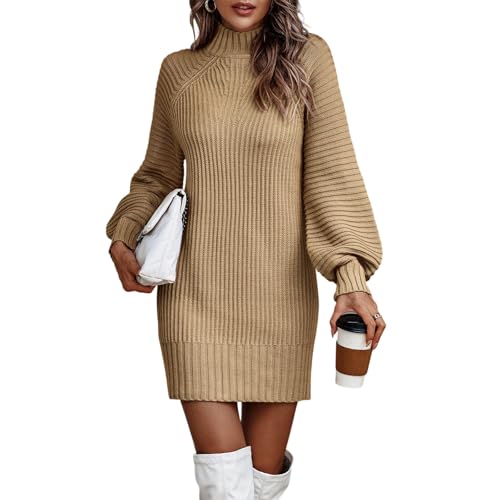 Strickkleid Damen Oversize 2025 Herbst Winter Elegant Pulloverkleid Knielang Winterkleid Sexy Langarm Wollkleid Pullikleid Casual Herbstkleid Pullover...