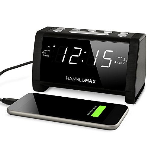 HANNLOMAX HX-101 Alarm Clock Radio, PLL FM Radio, Dual Alarm, White LED 0.9