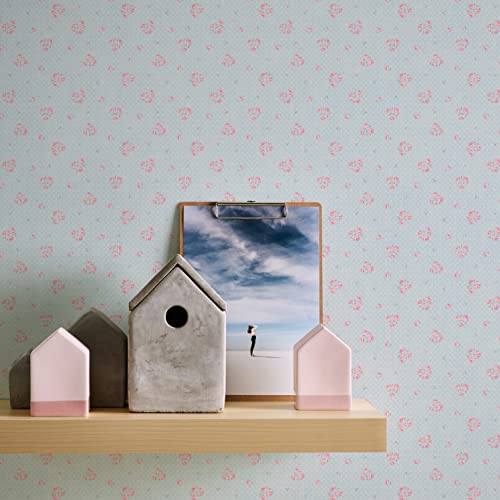Papier peint intissé et tapisserie papier peint fleur bleu rose blanc 10m x 0,53m