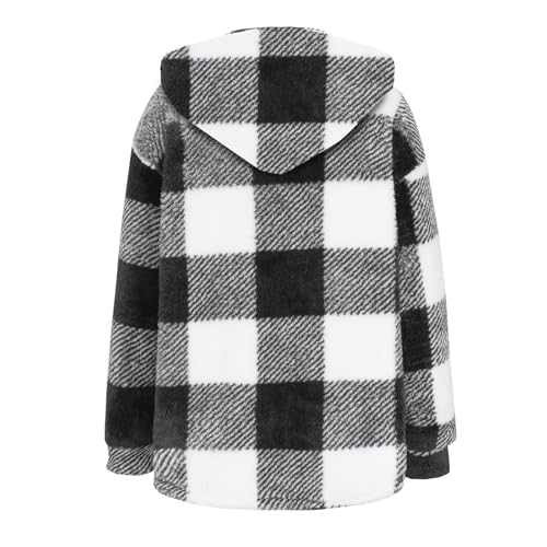 Women Plaid Hooded Jackets Drawstring Fall Shackets Long Sleeve Button Down Shirts Tops Trendy Fashion Clothing3