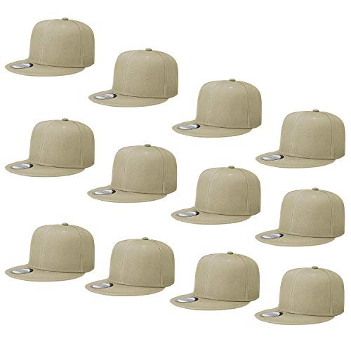 Image of Falari Wholesale 12 Pack Snapback Hat Cap Hip Hop Style Flat Bill Blank Solid Color Adjustable Size