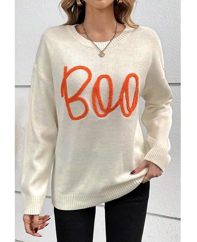 Image of SELINK Women's Holiday Sweater Crew Neck Print Casual Long Sleeve Pullover | cute tops, knit graphic sweaters, sequin letters, festive outfits, comfort fit for party daily wear