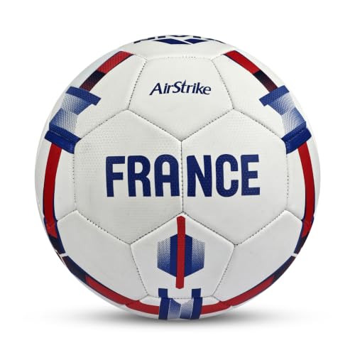 Image of Nivia Airstrike Football (France) Training Ball, 32 Panels, Butyl Bladder, Made for Beginners, to Play On Both Natural and Artificial Grass (White, Size-5)
