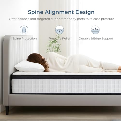 Inofia 10 Inch Twin XL Hybrid Single Mattress in a Box - Medium Firm, Memory Foam & Individually Pocket Springs, Fiberglass Free, Motion Isolation, Pressure Relief, Edge Support, CertiPUR-US