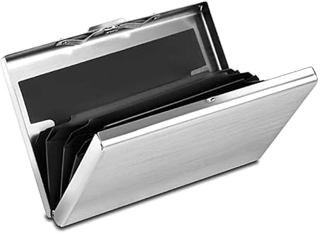 Stealodeal Stainless Steel Front Credit/Debit RFID Blocking 6 Card Holder for Men & Women (Silver)