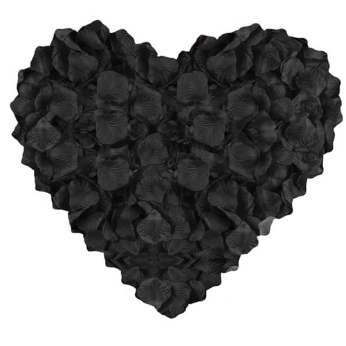 Image of 300PCS Fake Rose Petals for Romantic Night Romantic Festive Atmosphere Creation for Marriage Proposa Wedding Valentine's Day Decoration Party Activities (Black)