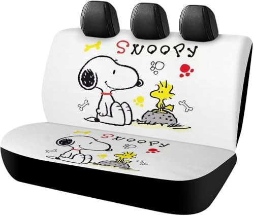 スヌーピー ウッドストック カーシートカバー 車シートカバー 後部座席用 シート保護 おしゃれ カー用品 軽/普通車 汎用 後席クッションカバー 人気 キャラクター 四季通用