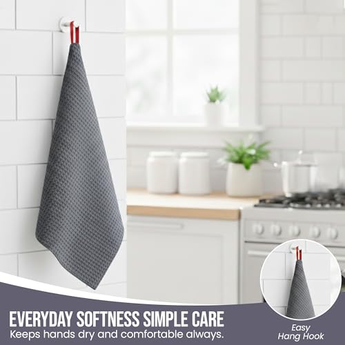 Image of Ameri-Homes 100% Cotton Waffle Weave Kitchen Dish Cloths 6-Pack- Ultra Absorbent & Quick Dry Cleaning Towels for Dishes, Counters & Kitchen Use - Soft, Durable & Lint-Free13.50 X 13.50 inches (Gray)