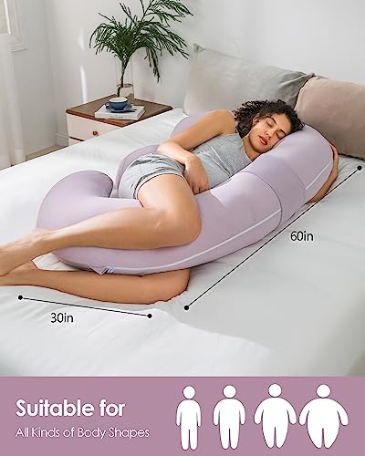 Queen Rose Cooling Pregnancy Pillows,E Shaped Full Body Pillow For Sleeping, With Pregnancy Wedge Pillow For Belly Support, 60 Inch Maternity Pillow For Side Sleeper thumb #6