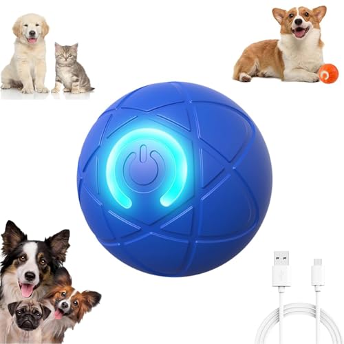 GSHLGAO Smart Jumping Ball for Dogs,Shaky Ball Toy for Dogs,Vibrating Do g Balls,USB Rechargeable Shaky Balls Dog Toy,Interactive Dog Bouncing B All for D ogs for Small, Medium,Large D ogs (Blue)