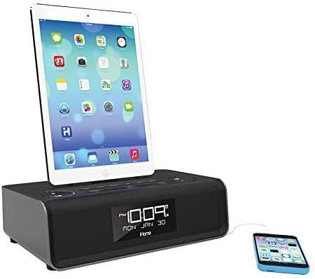 iHome iDL43B Dual Charging Stereo FM Clock Radio with Lightning Dock and USB Charge/Play - Black