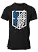clothinx AOT Scouting Legion 2-Farb Variante Anime und Manga Design mit Titan Aufklärungstrupp Wappen-Schild Perfekt für Cosplay Fans und die nächste Convention Herren T-Shirt Schwarz Gr. L