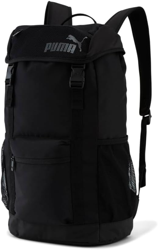 Mens Flap Polyester Backpack Casual - Black