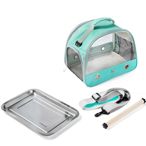 Bird Carrier Travel Cage,Portable Clear Bird Travel Cage for Parrot with Stainless Steel Tray and Wooden Standing Perch,Side Access Window Collapsible for Parakeets Budgie - Image 4