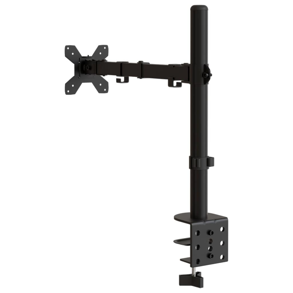 Supporto per monitor in acciaio nero, VESA 75/100 mm, regolabile, con inclinazione, braccio girevole, rotazione, estensibile, per monitor a schermo piatto, TV, ufficio, gaming, soggiorno