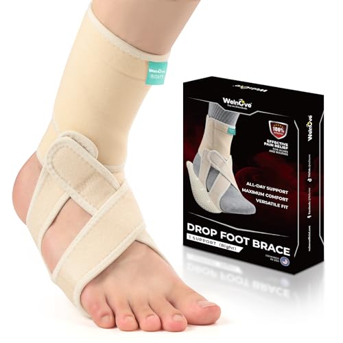 Best Shoes for Ankle Instability: Top Picks 14 Welnove Drop Foot Brace with Arch Support, AFO Ankle Brace for Walking, Relieves Instability of Lower Limbs by Foot Drop, MS, TBI, Spinal Cord Injury, Cerebral Palsy (Right, Beige)