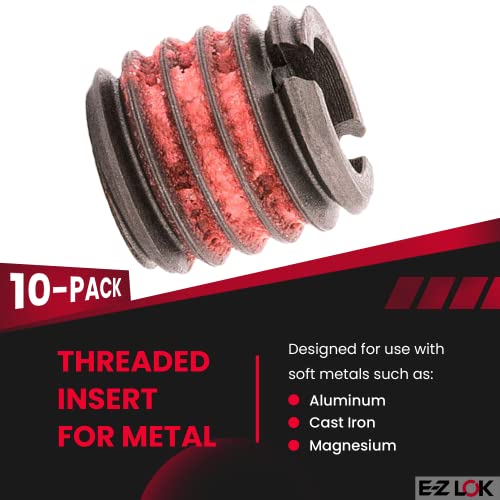 e-z lok threaded insert for metal 12l14 carbon steel thread inserts 14-20 internal threads 716-14 external threads 0437 length pack of 10