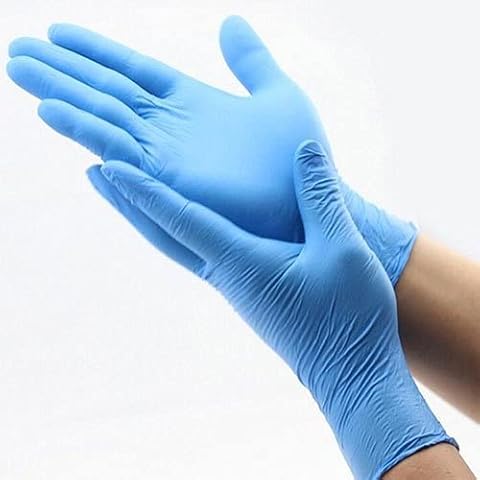 Nitrile Gloves BLUE Disposable Powder Latex Free Exam Mechanic Box of 100 / 200 (100, Medium) Cover