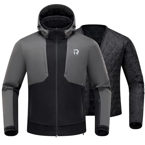 RIDEIRON Motorradjacke Herren Motorrad jacke Winter mit CE-Schulter und Ellenbogenpolstern Schutzausrüstung,Herausnehmbarem Futter zum Schutz vor Kälte und Wind für alle Jahreszeiten L